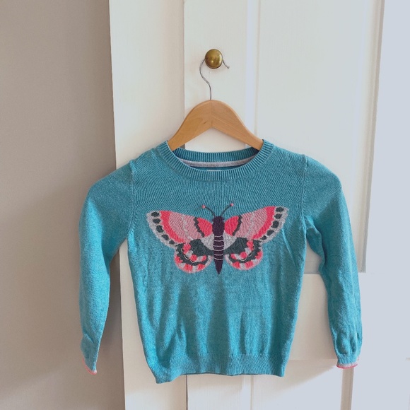 Girls Butterfly Sweater - MiniBoden - Size 6-7 - Picture 1 of 1
